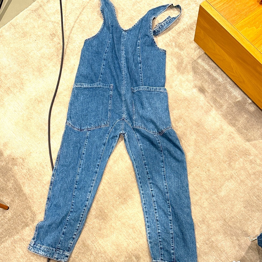 We The Free Blue Denim high roller jumpsuit size xs
